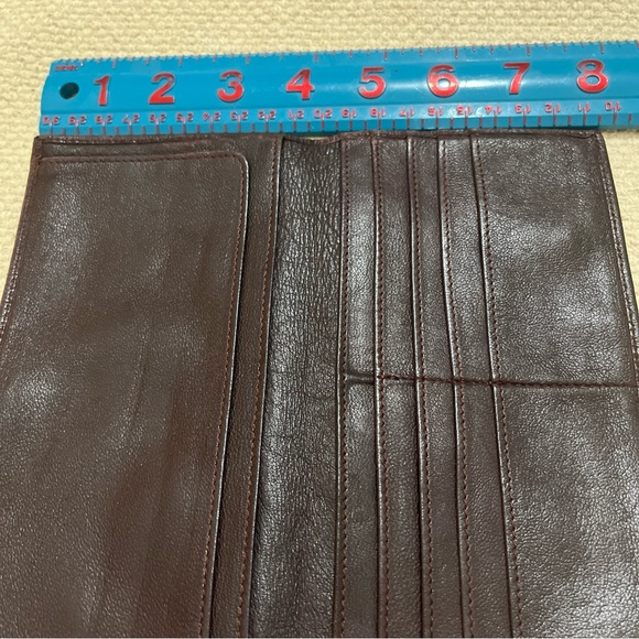 VINTAGE BOND STREET ITALY BROWN SLIM CHECKBOOK WALLET - Picture 4 of 6